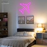 Pink airplane neon sign