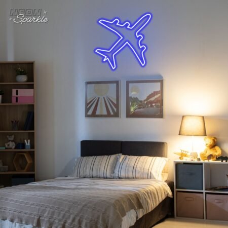 Blue Airplane Neon Sign