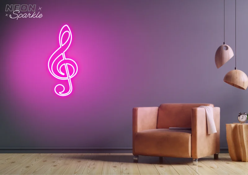 Music neon sign pink